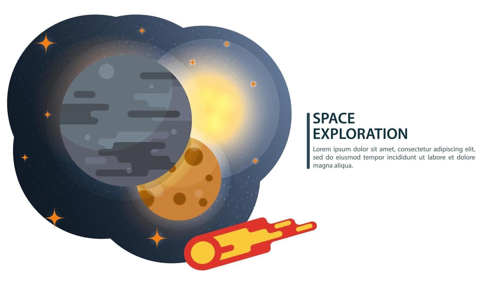 trois grandes planètes les unes après les autres avec une comète volante dans le concept de design d & # 39; espace illustration vectorielle plane vecteur