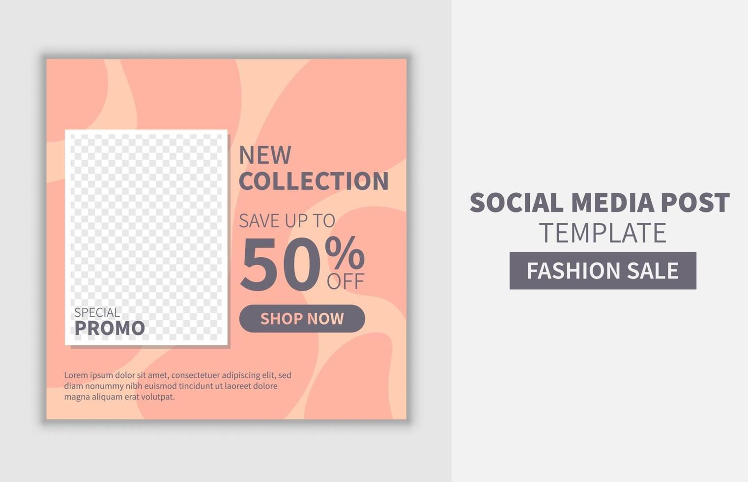 promotion de vente de mode créative bannière de conception de modèle de publication de médias sociaux avec style de couleur rose. bon pour le vecteur de promotion des affaires en ligne