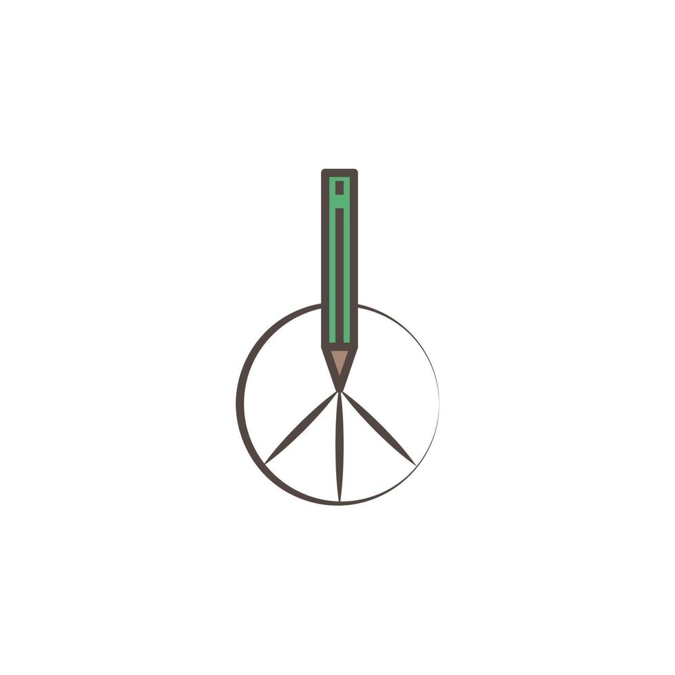 crayon et paix signe esquisser style vecteur icône