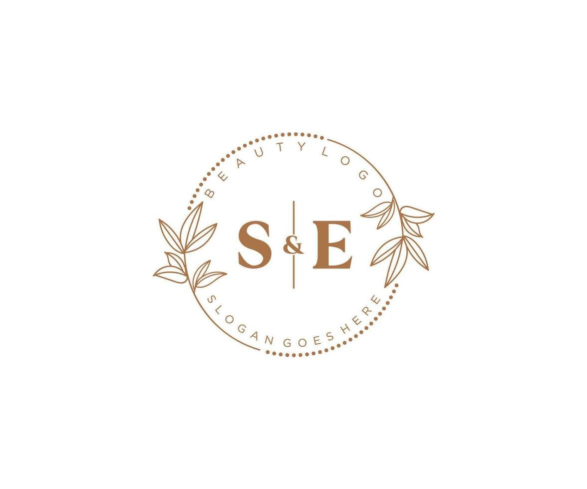 initiale se des lettres magnifique floral féminin modifiable premade monoline logo adapté pour spa salon peau cheveux beauté boutique et cosmétique entreprise. vecteur