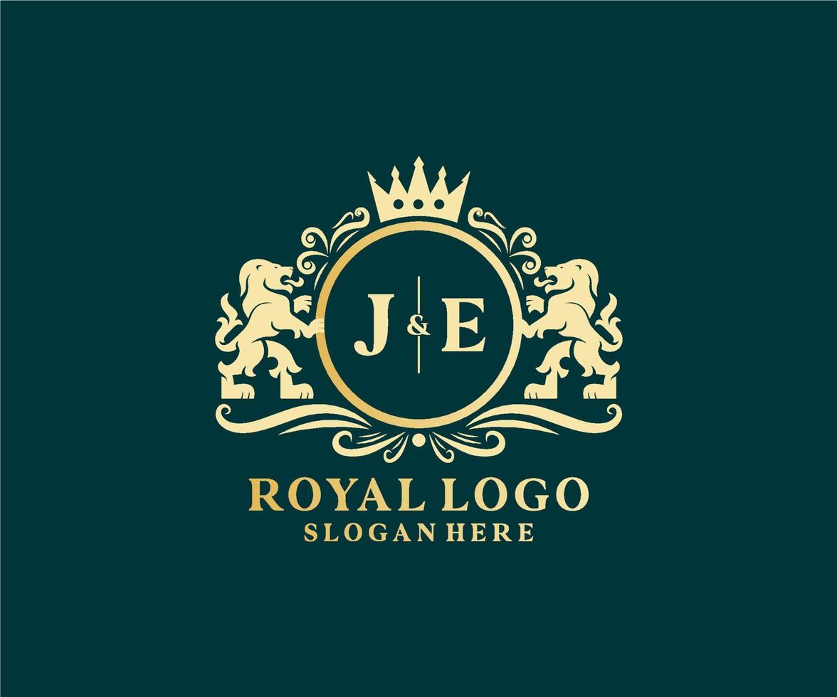 modèle initial de logo je lettre lion royal luxe dans l'art vectoriel pour le restaurant, la royauté, la boutique, le café, l'hôtel, l'héraldique, les bijoux, la mode et d'autres illustrations vectorielles.