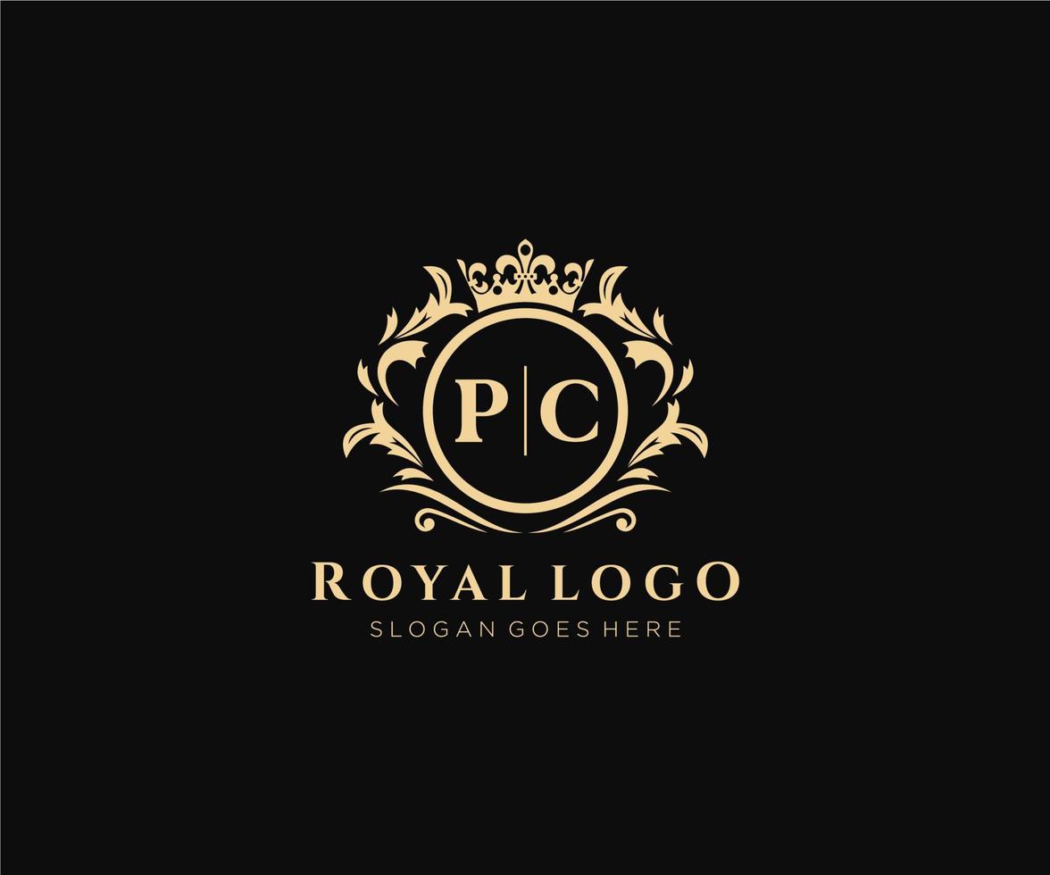 initiale PC lettre luxueux marque logo modèle, pour restaurant, royalties, boutique, café, hôtel, héraldique, bijoux, mode et autre vecteur illustration.