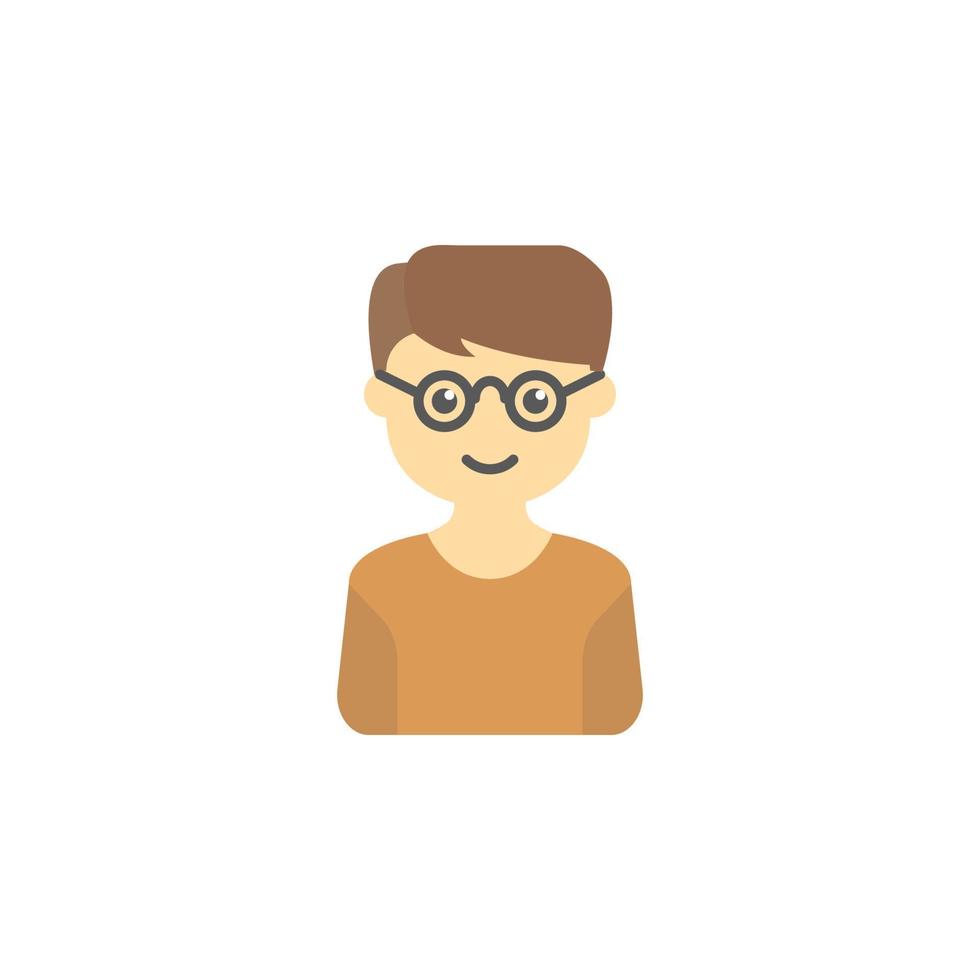 avatar de garçon avec des lunettes coloré vecteur icône