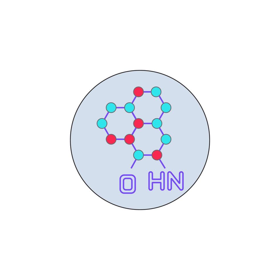 biotechnologie, atome, molécule dans badge vecteur icône