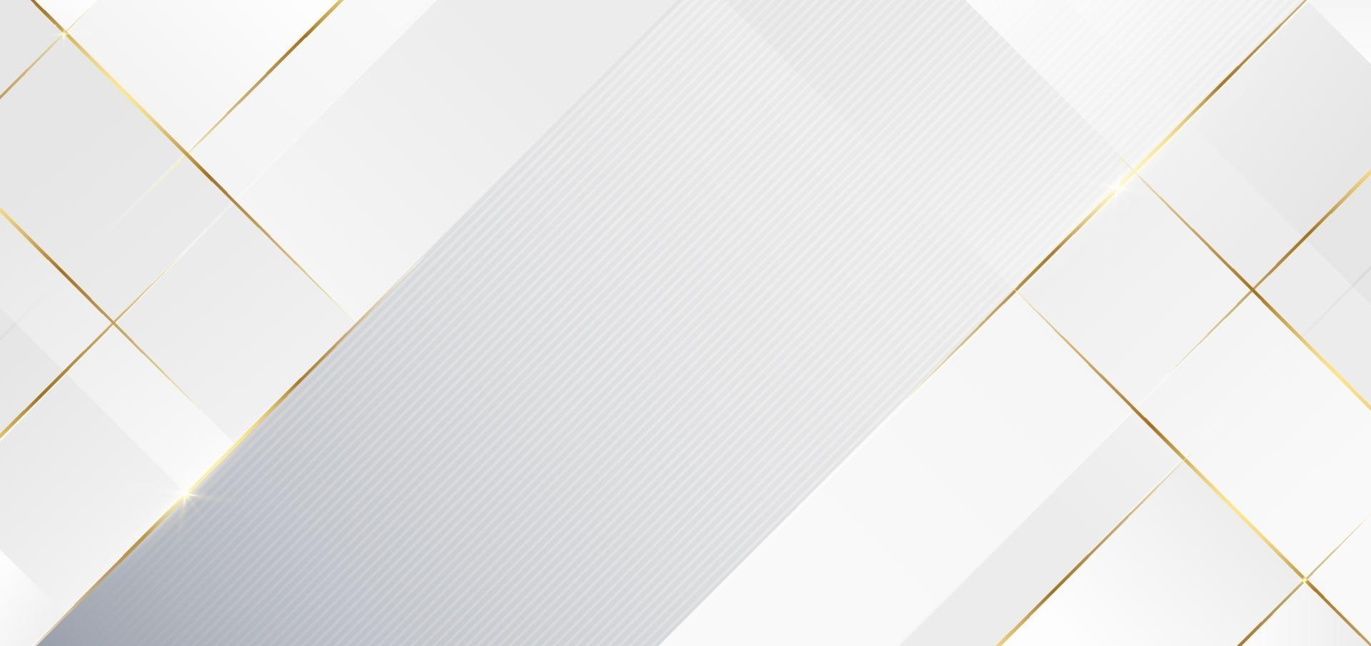 modèle abstrait fond diagonal géométrique blanc et gris avec ligne dorée. style de luxe. vecteur