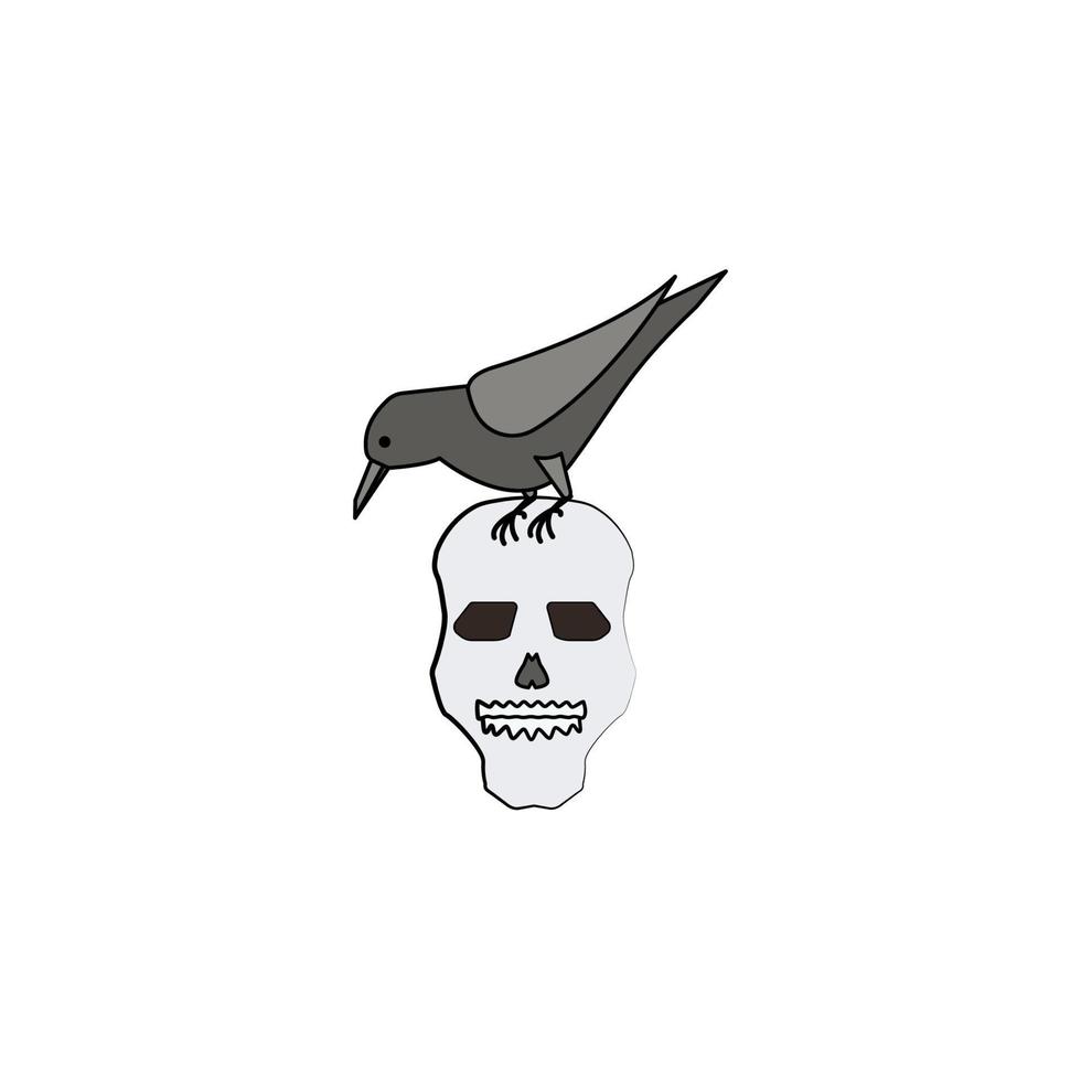 crâne corbeau coloré vecteur icône