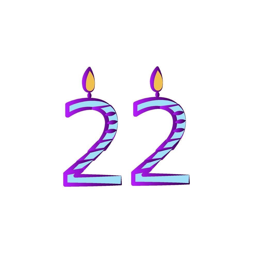 bougies pour 22 ans coloré vecteur icône