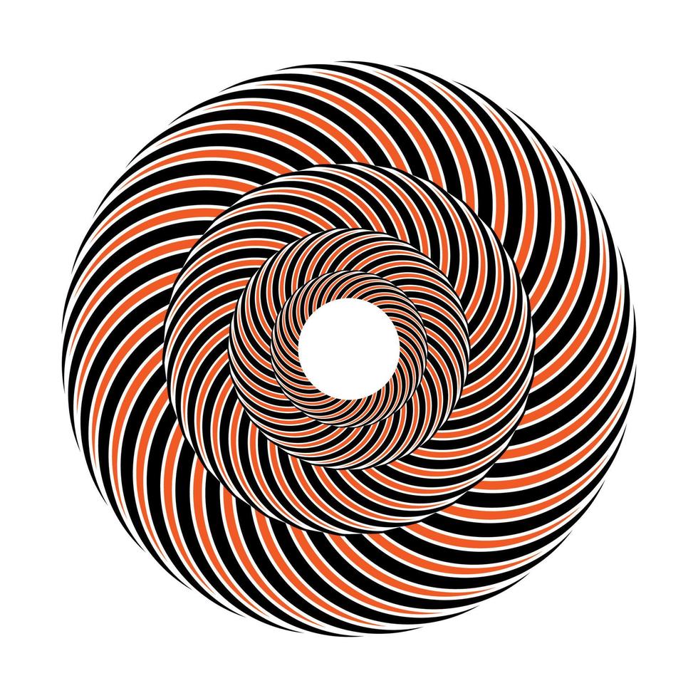 noir et Orange op art circulaire spirale logo vecteur