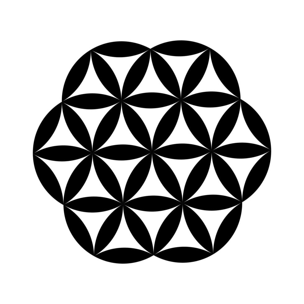 noir et blanc fleur de la vie vecteur. abstrait géométrique logo conception. la graine de vies icône. vecteur