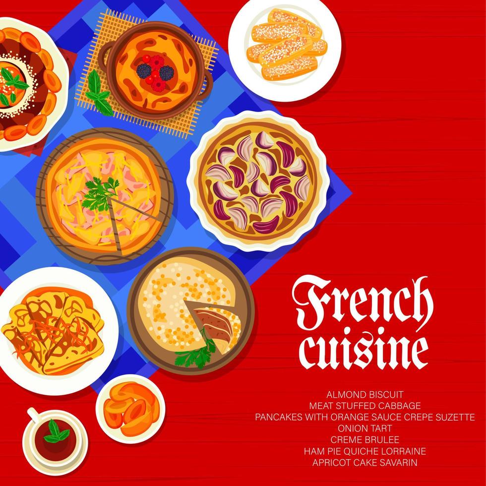 français cuisine menu couverture vecteur France repas liste