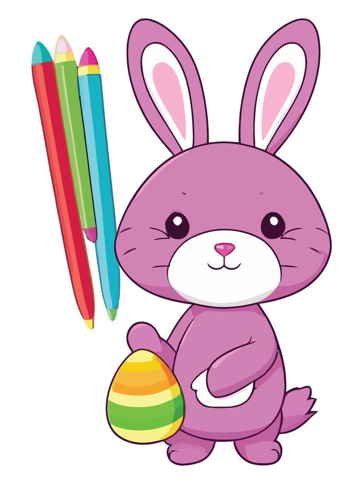 printemps plaisir, adorable Pâques lapin et coloré des œufs vecteur des illustrations pour des gamins et adultes à célébrer le saisons joie. adobe illustrateur ouvrages d'art
