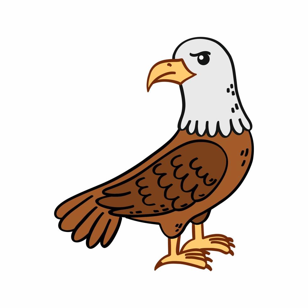 Aigle sur blanc Contexte. oiseau de proie. vecteur illustration pour les enfants dans dessin animé style.