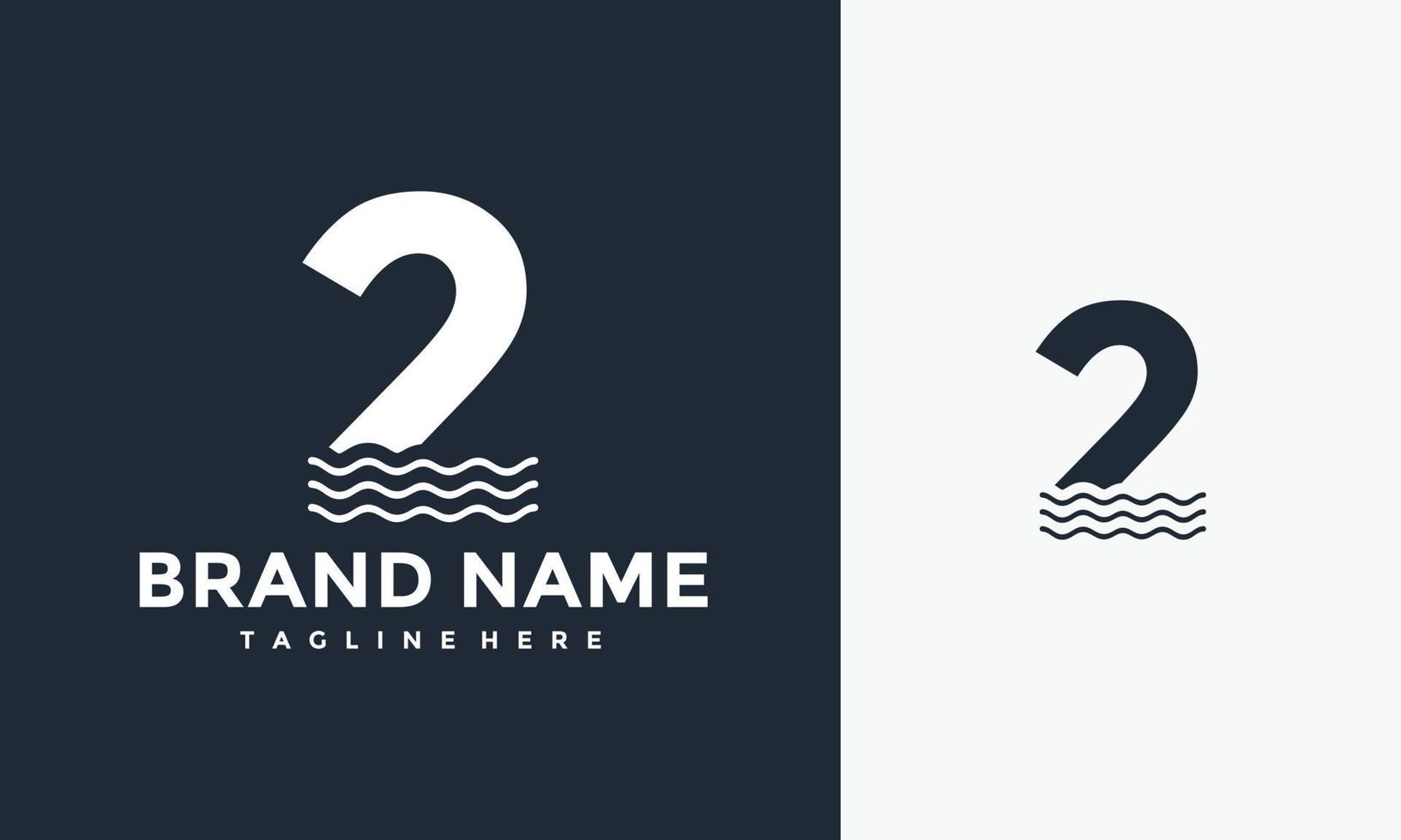 nombre 2 vague logo vecteur