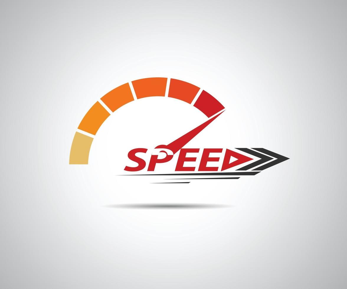vitesse, événement de course de logo vectoriel, avec les principaux éléments du compteur de vitesse de modification vecteur