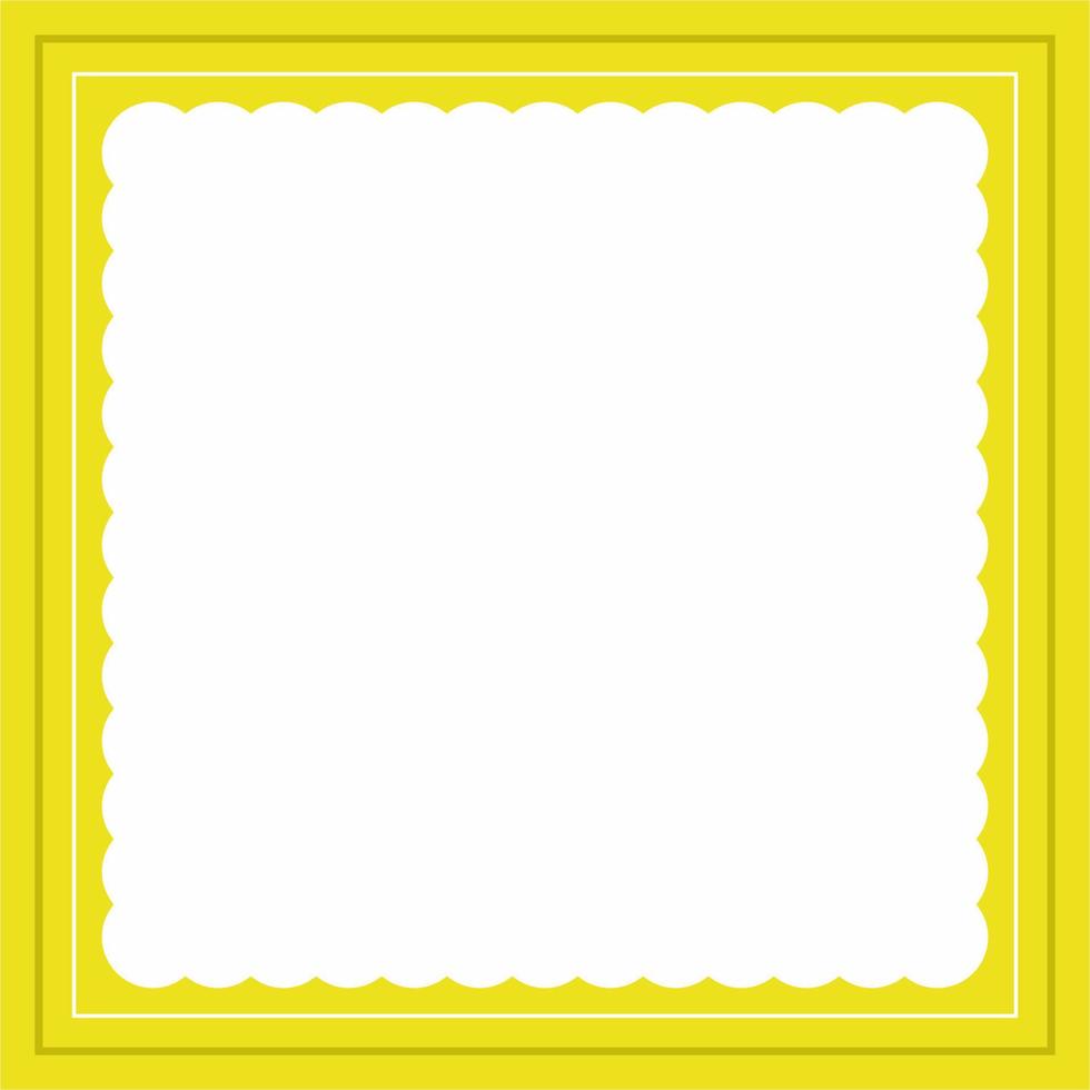 Jaune et blanc carré Cadre Contexte Couleur avec Bande ligne et ondulé cercles formes. adapté pour social médias. vecteur
