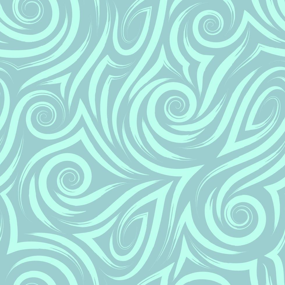 vecteur motif transparent turquoise de spirales et de boucles pour la décoration et l'impression sur tissu sur fond bleu.