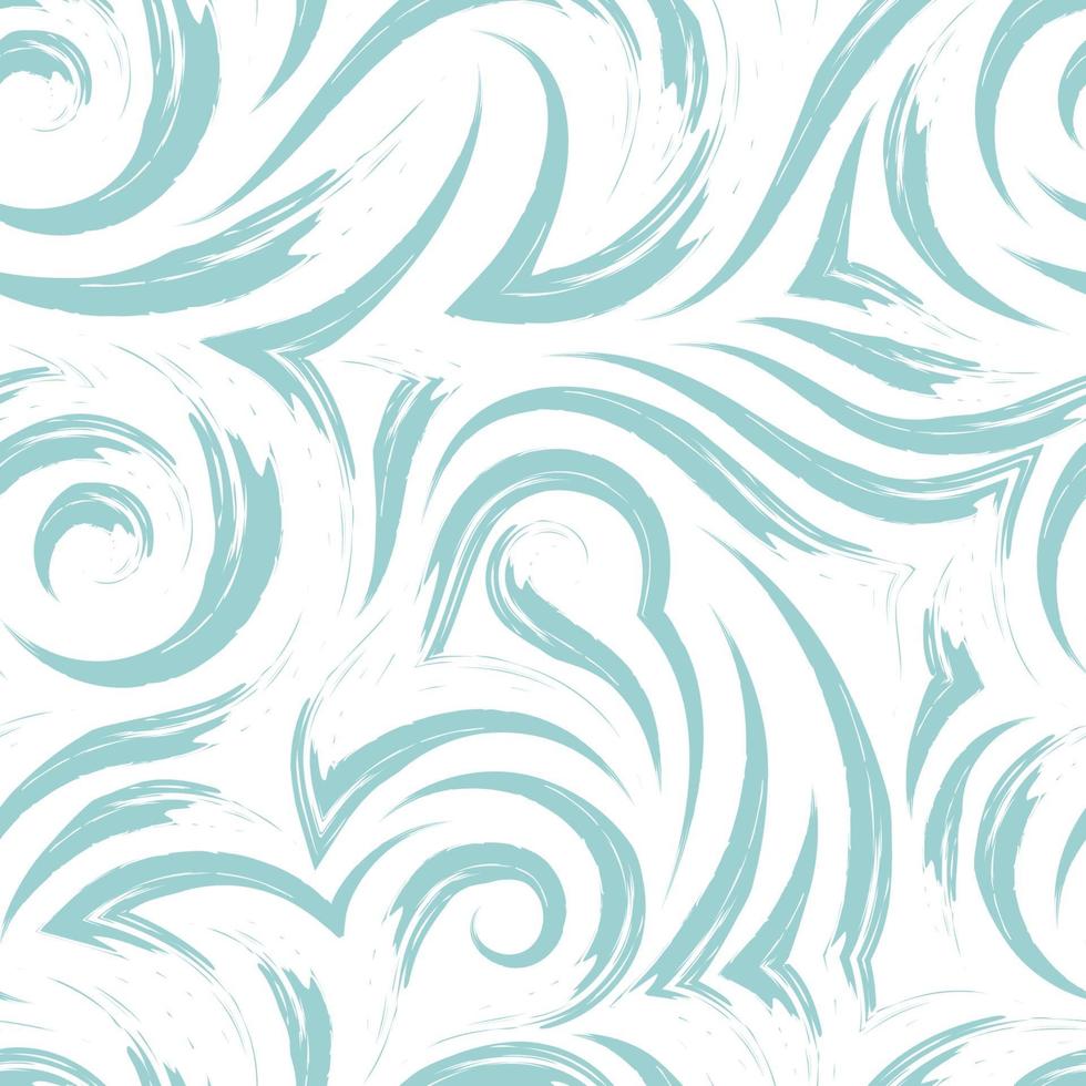 texture vectorielle continue d'un tourbillon de vagues ou de courants de couleur pastel turquoise isolé sur fond blanc. vecteur
