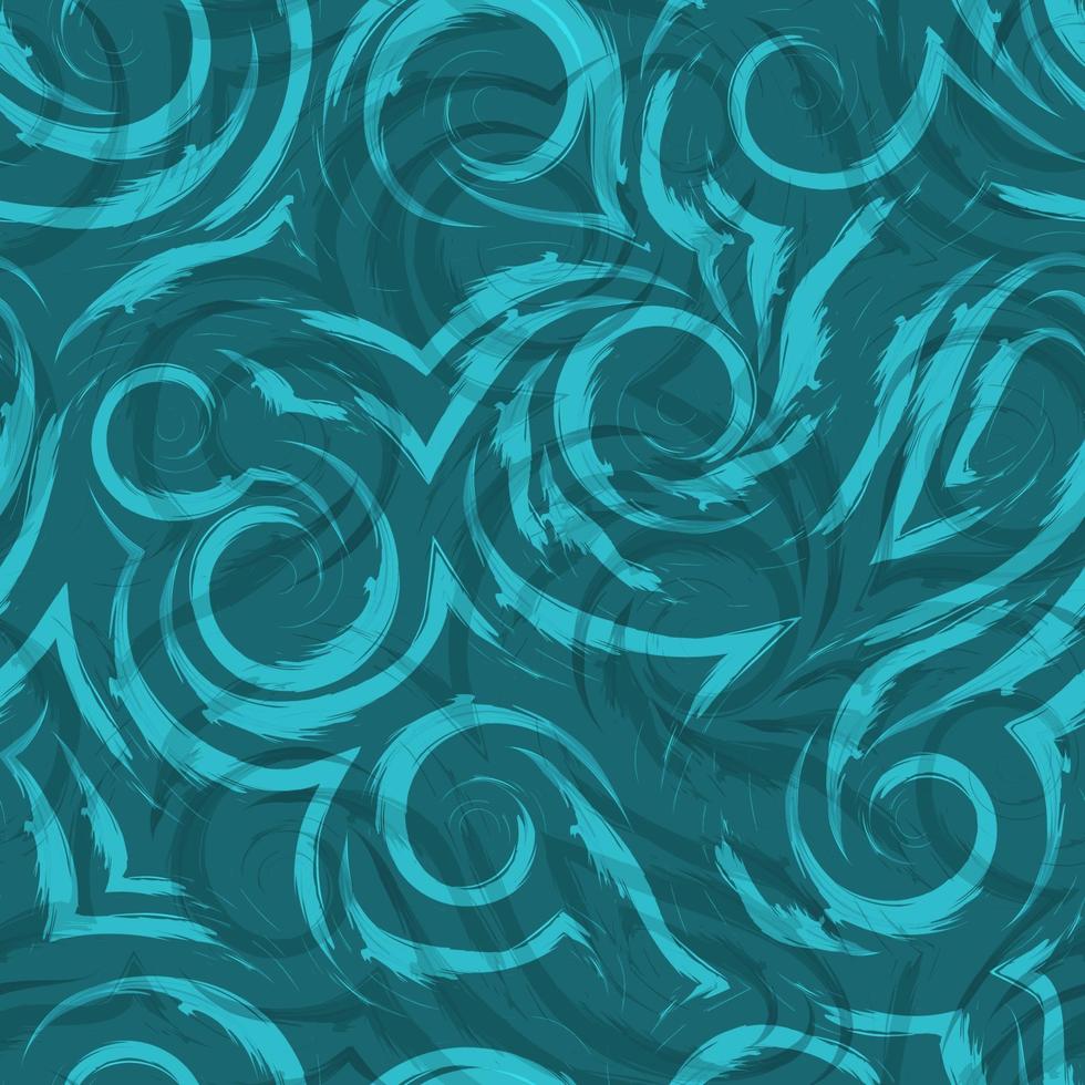 modèle sans couture de vecteur double exposition de vagues lisses et tourbillon de couleur turquoise.