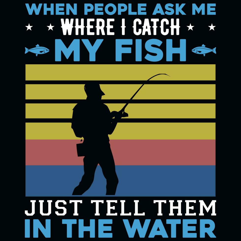pêche millésimes T-shirt conception vecteur