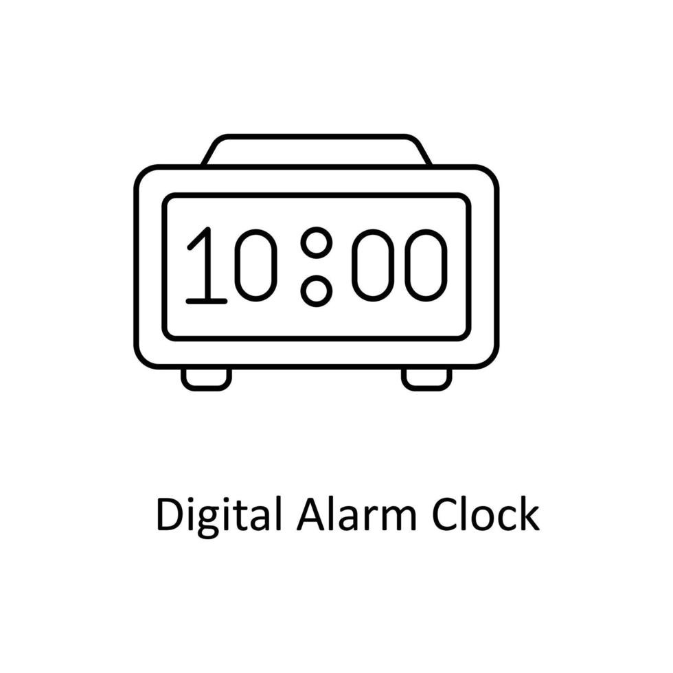 numérique alarme l'horloge vecteur contour Icônes. Facile Stock illustration Stock