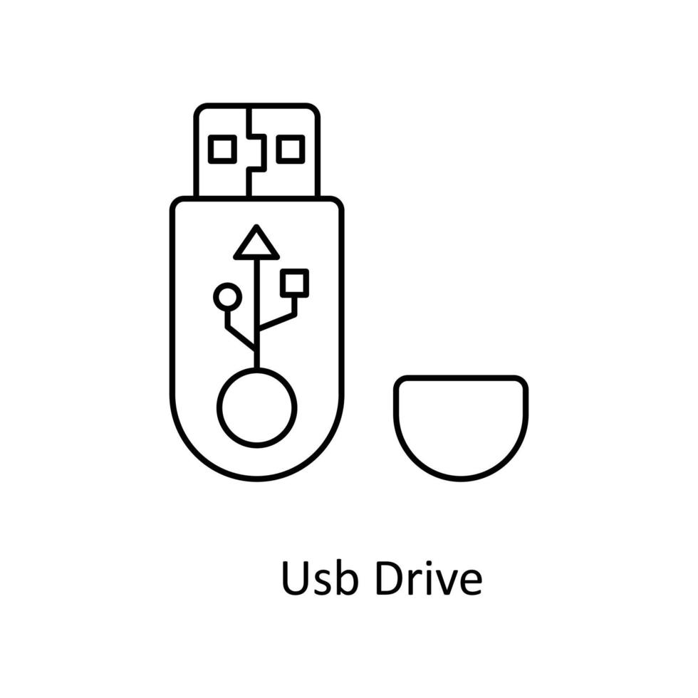 USB conduire vecteur contour Icônes. Facile Stock illustration Stock