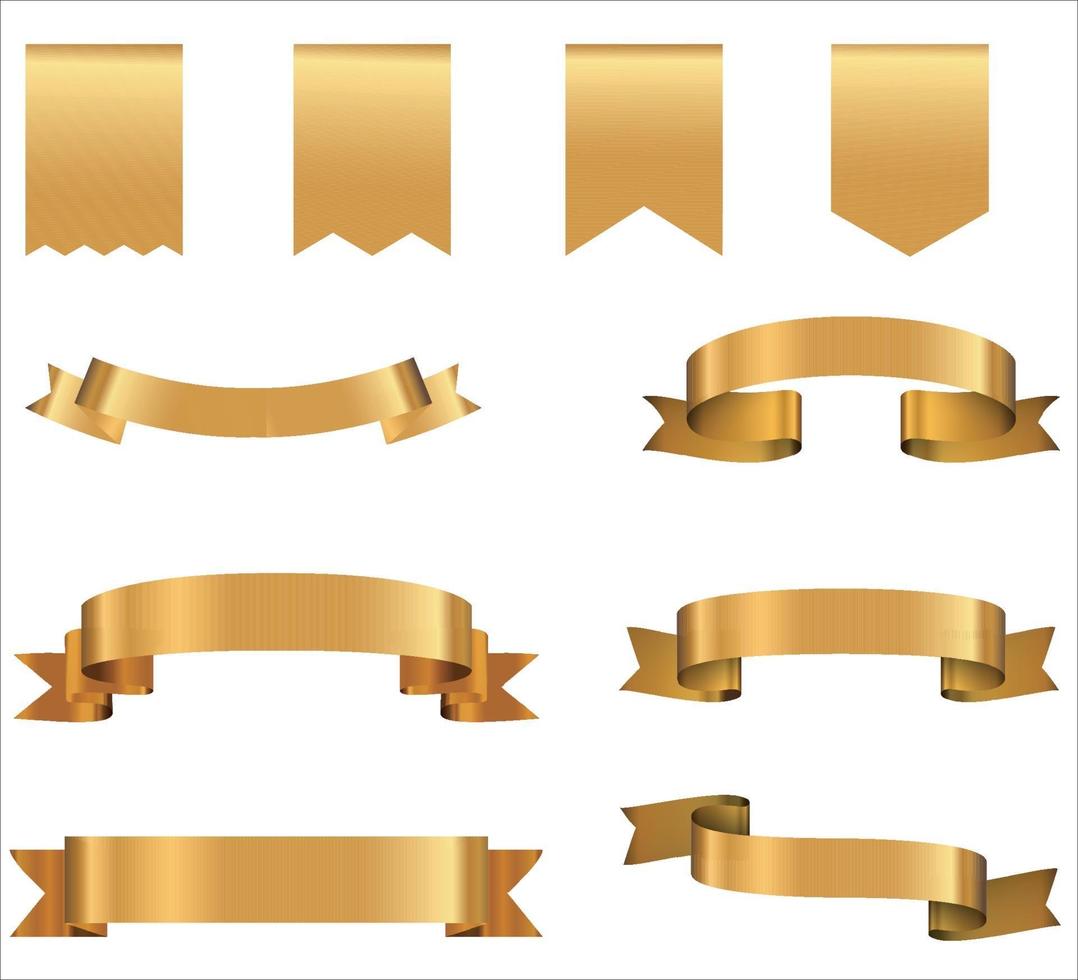 bannières de ruban doré. éléments de conception collection rétro isolée sur fond blanc vecteur