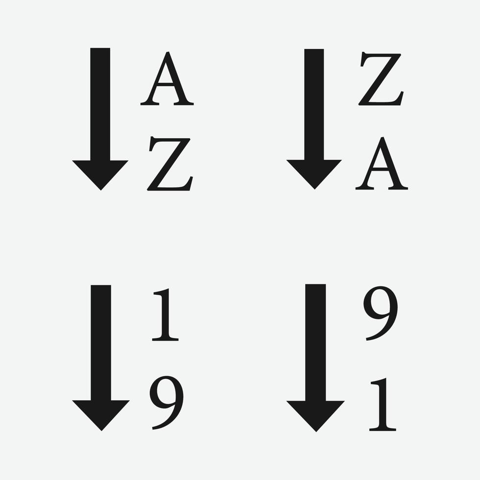 trier par symbole d'icône vectorielle alphabétique et numérique vecteur