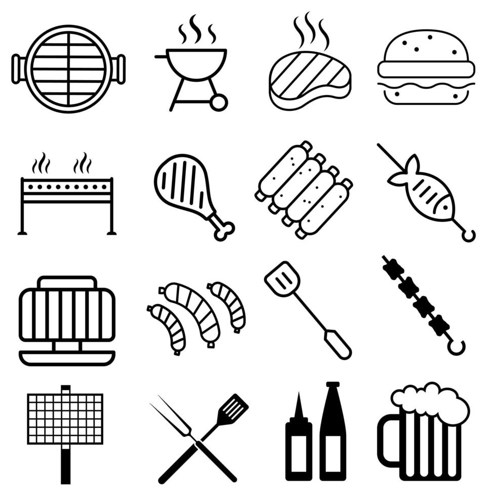 barbecue vecteur icône ensemble. gril illustration signe collection. un barbecue symbole.