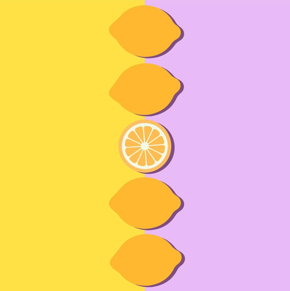 icône, autocollant. Orange et tranché Orange sur bleu et Orange côtés Contexte. été, cocktail, fruit vecteur