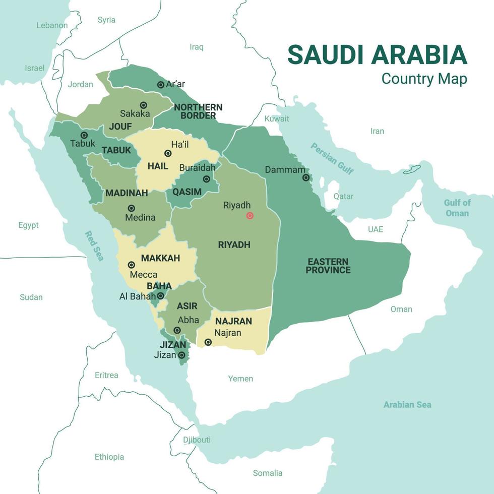 carte de l'arabie saoudite vecteur