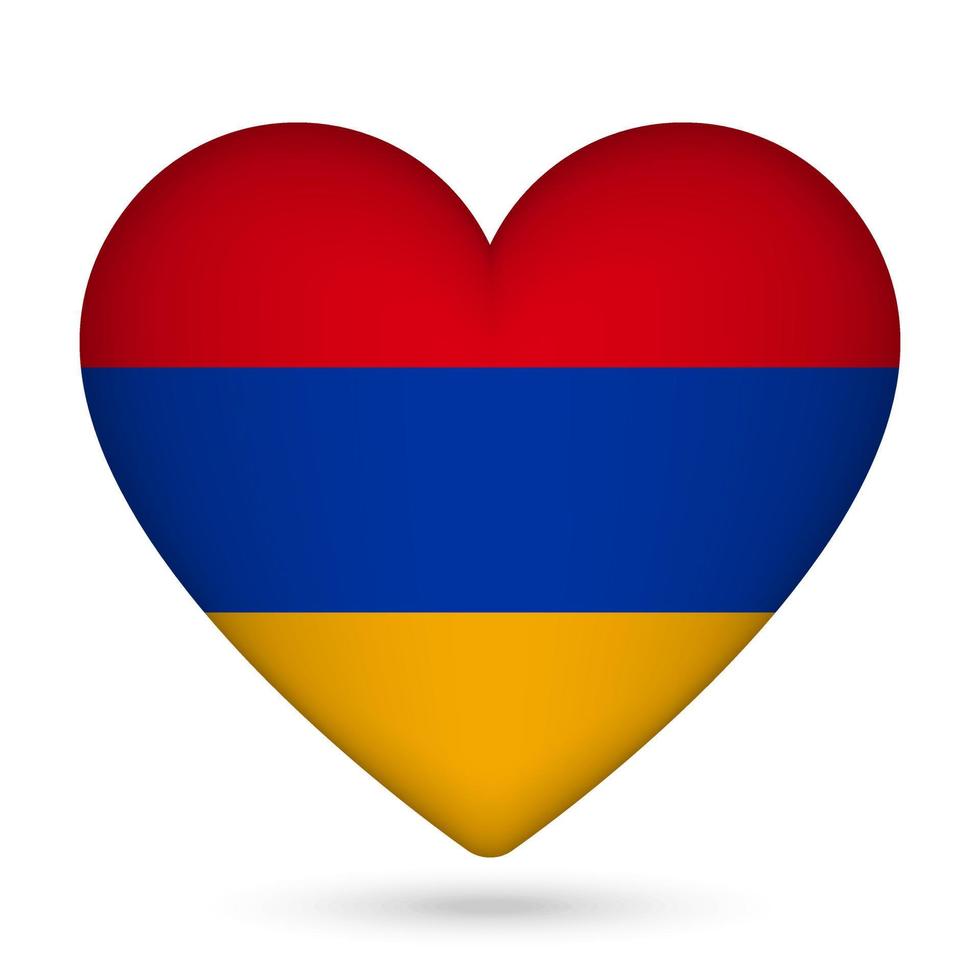 Arménie drapeau dans cœur forme. vecteur illustration.