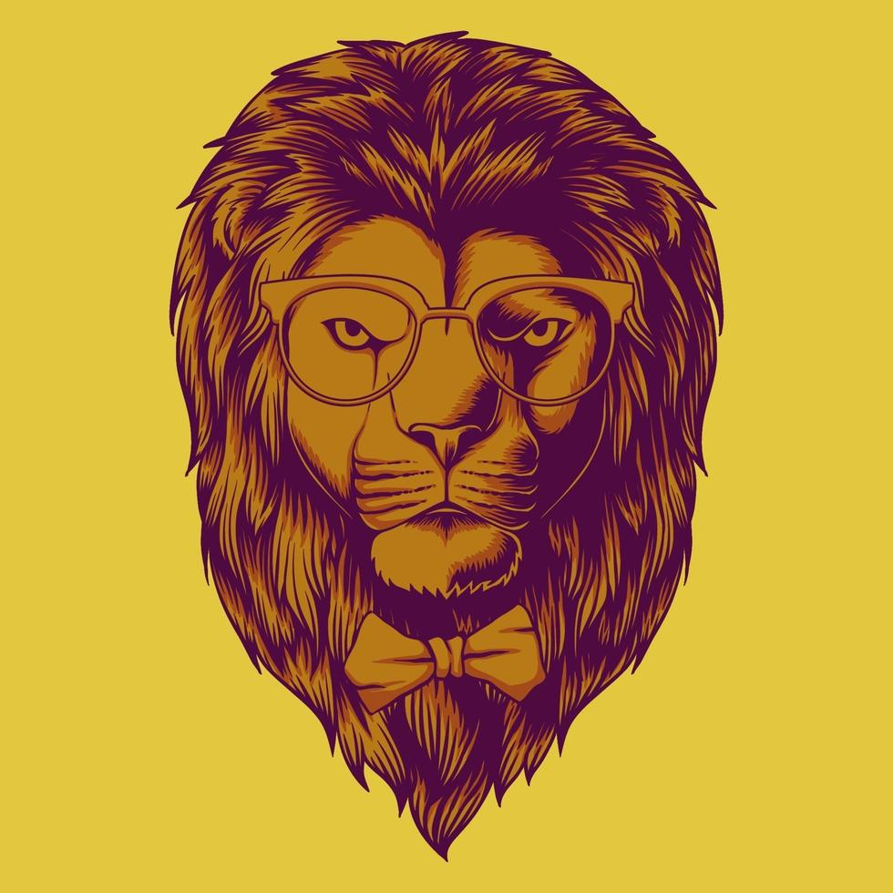 illustration vectorielle tête de lion hipster vecteur