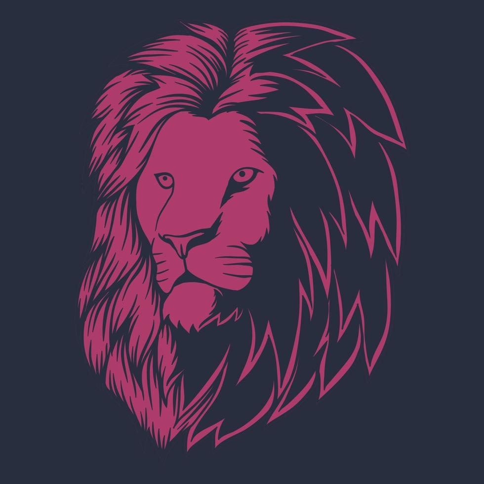 illustration vectorielle tête de lion rose vecteur