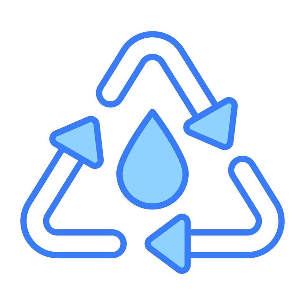 l'eau laissez tomber avec recyclage signe dénotant concept vecteur de l'eau recyclage, prime icône conception