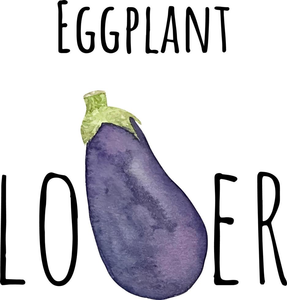 illustration aquarelle d'aubergine violette. légumes crus frais. illustration d'amant d'aubergine vecteur