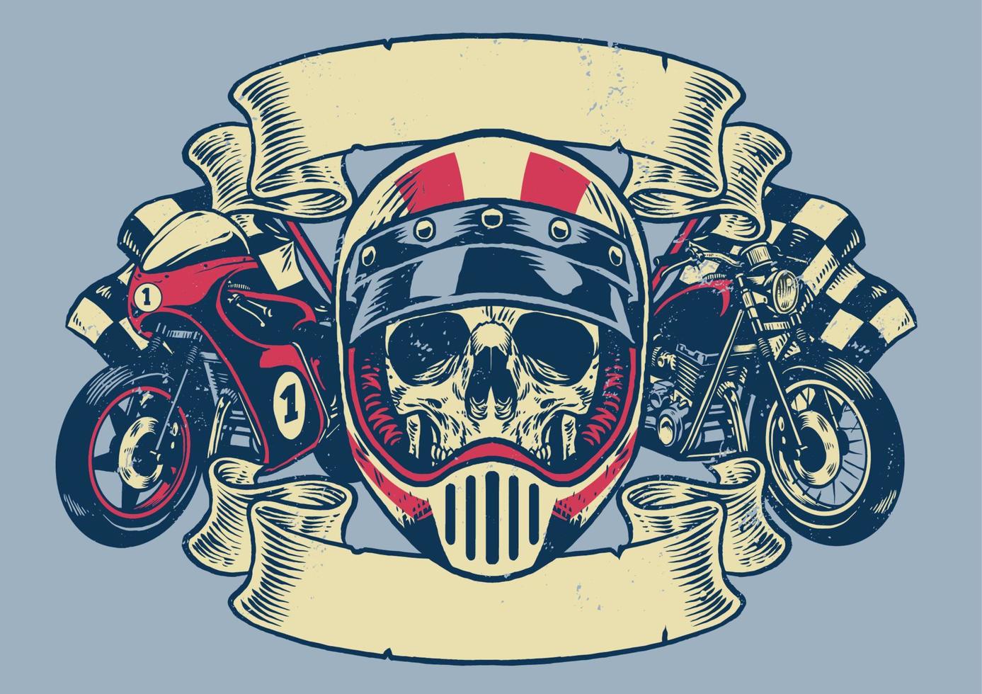 ancien texturé moto T-shirt conception vecteur