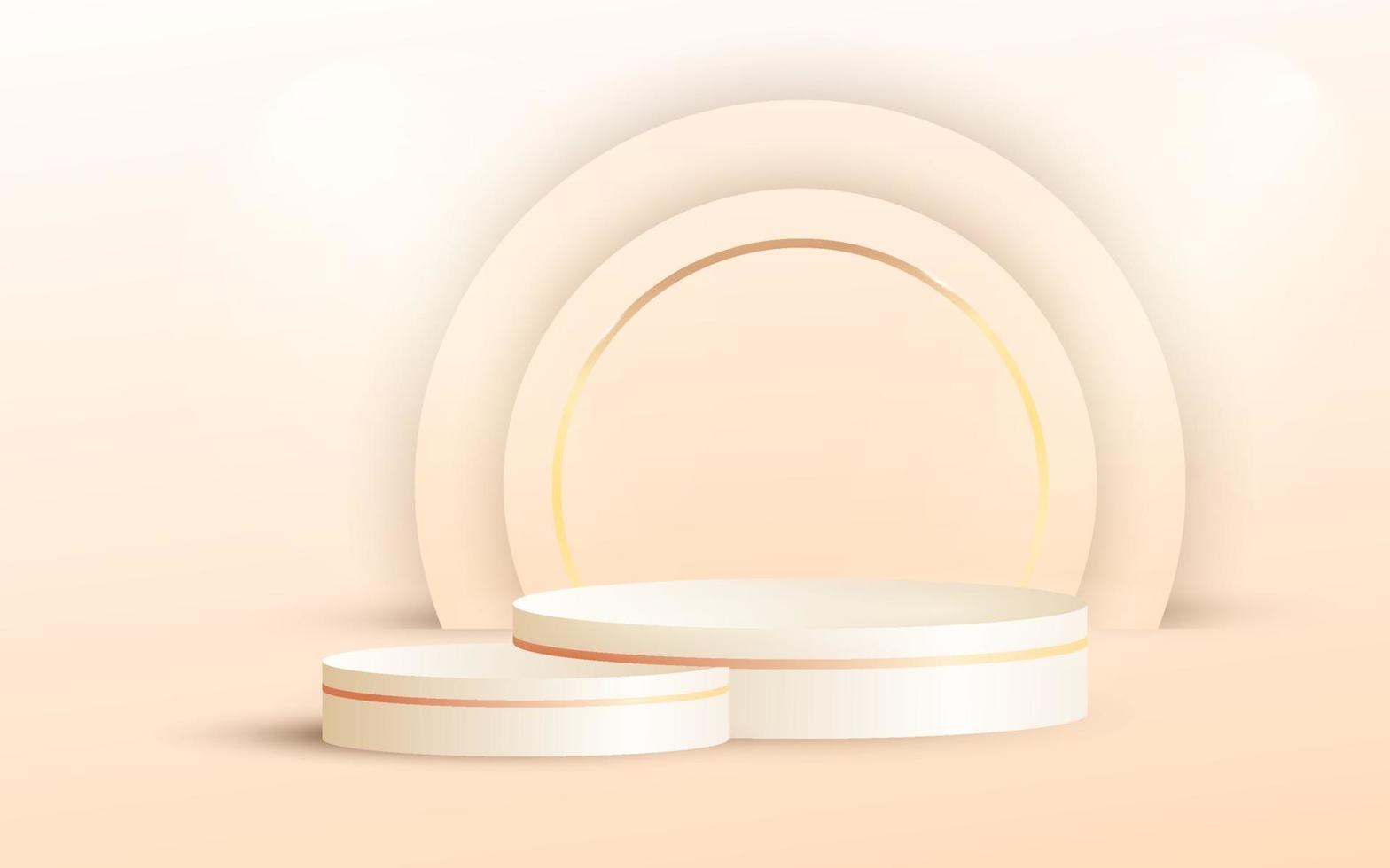 Podium en or de luxe 3D avec cadre pour affichage rond abstrait pour produit sur site Web vecteur
