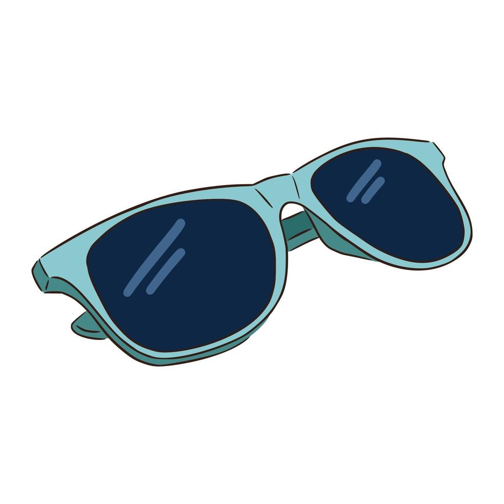lunettes de soleil bleues dessinées à la main vecteur