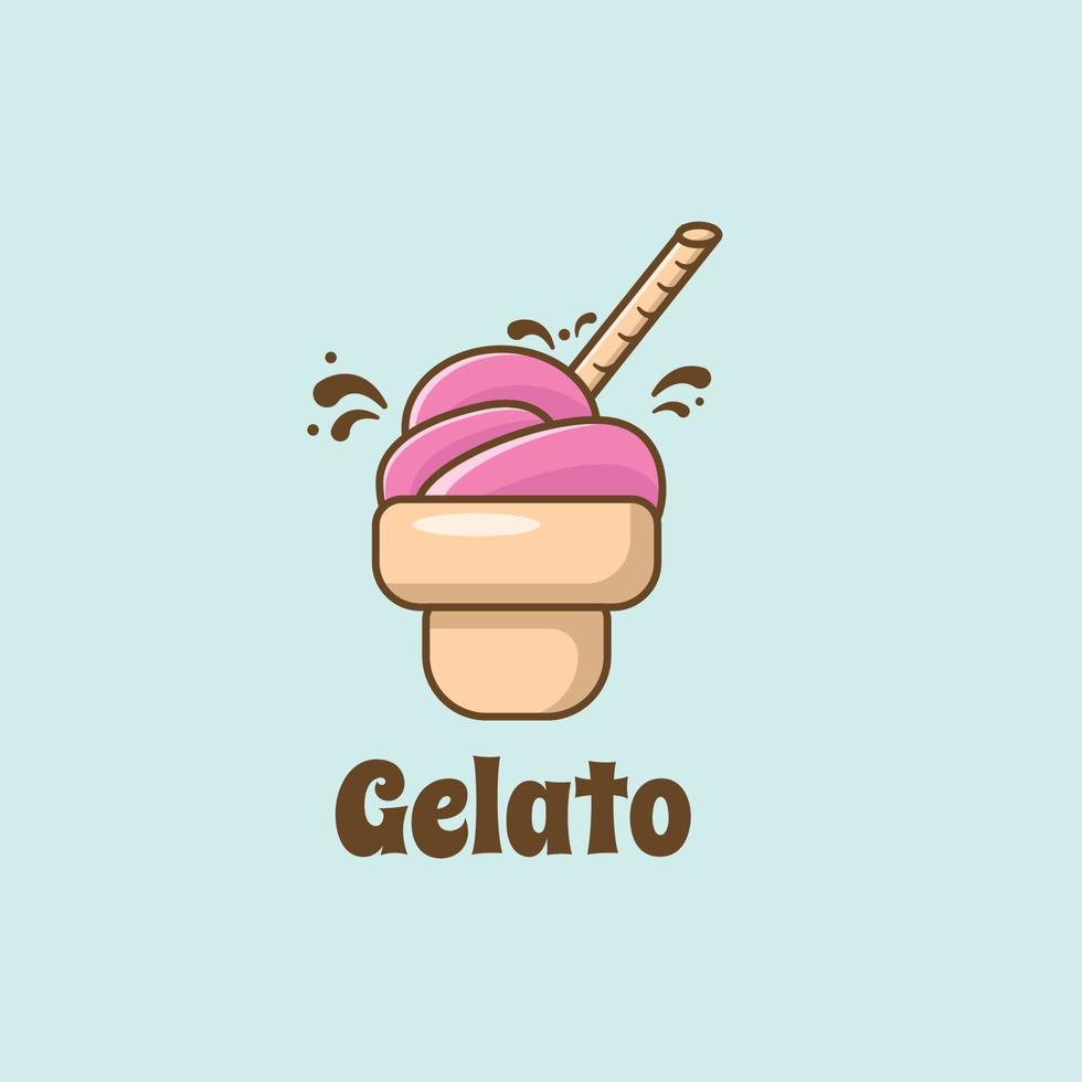 coloré gelato la glace crème dessin animé logo conception illustration. dessin animé délicieux du froid congelé gelato la glace crème coloré divers les saveurs de vanille. adapté pour restaurant menu images ou culinaire affaires vecteur