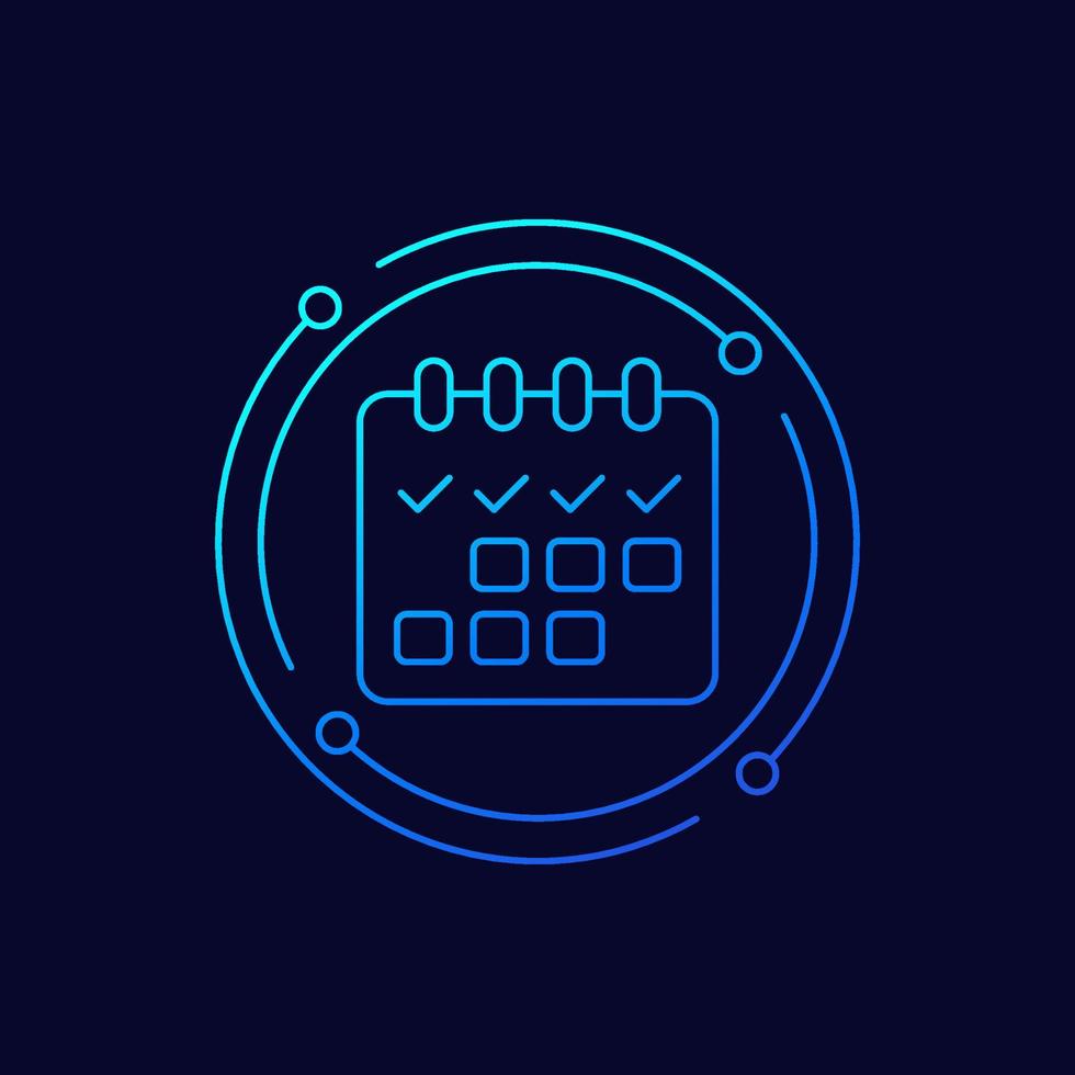 projet la gestion ligne icône avec une calendrier vecteur