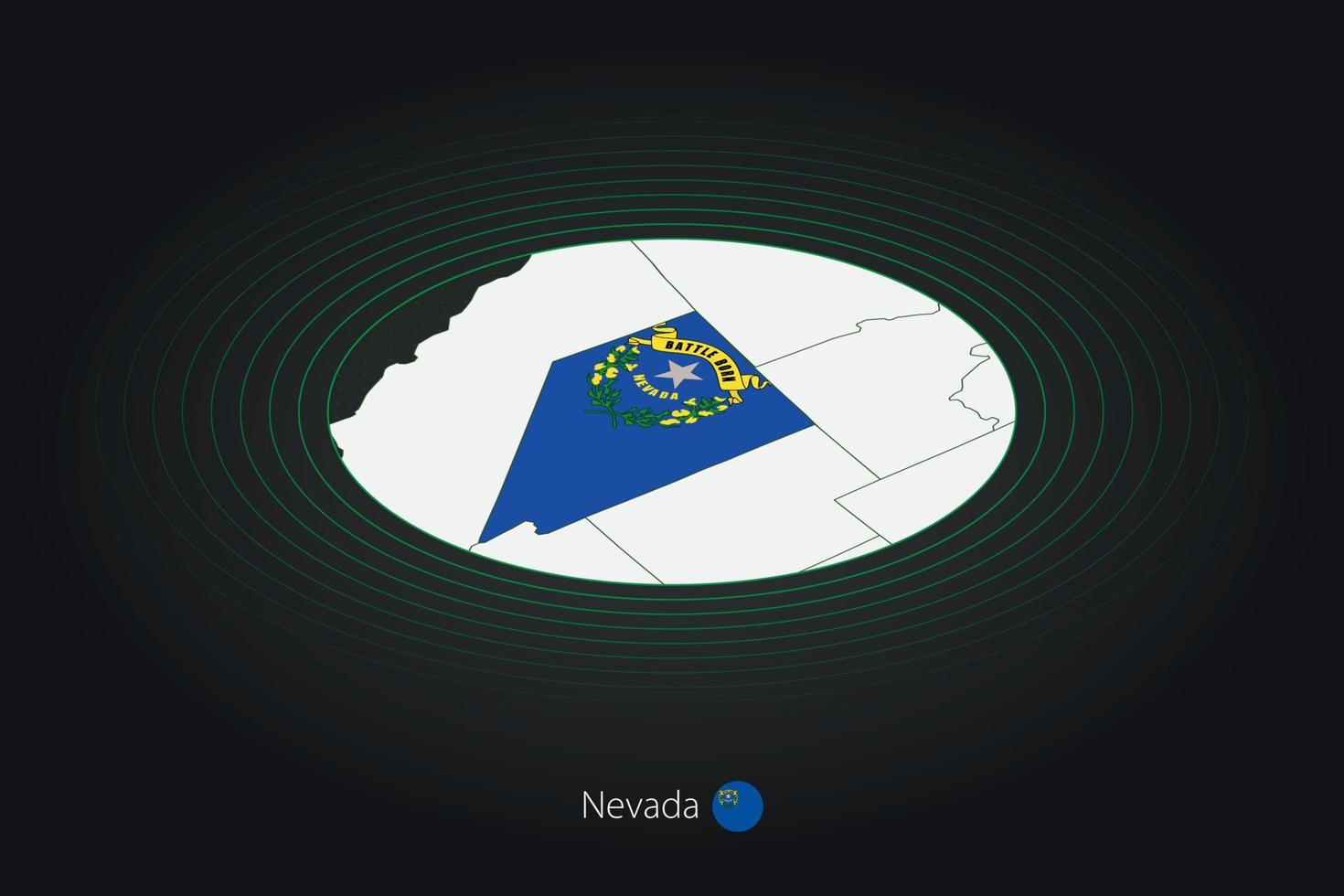 Nevada carte dans foncé couleur, ovale carte avec voisin nous États. vecteur