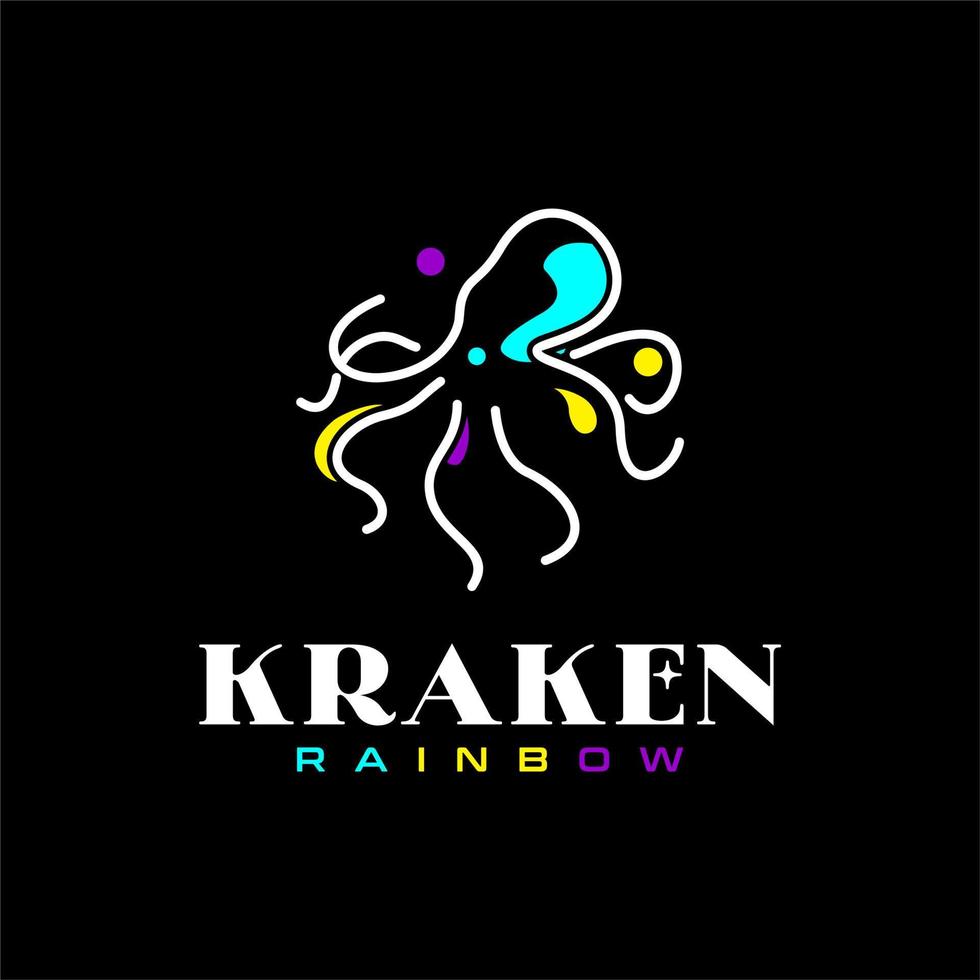 moderne poulpe kraken calamar tentacules logo avec Facile minimaliste ligne art et coloré vecteur