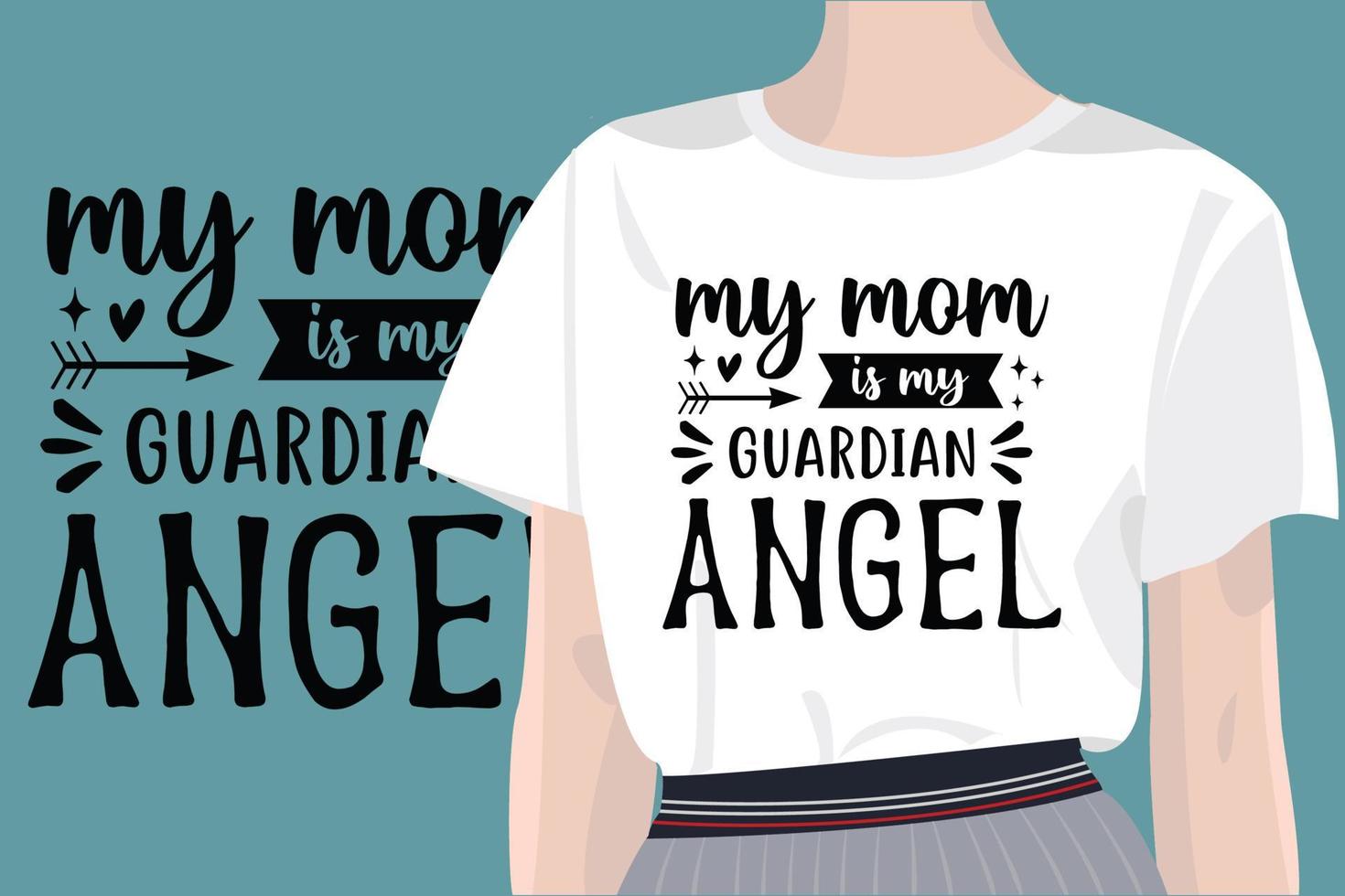 mon maman est mon Gardien ange les mères journée citations maman conception avec vecteur femmes T-shirt maquette pour tee-shirts, cartes, Cadre ouvrages d'art, téléphone cas, Sacs, tasses, autocollants, gobelets, imprimer, etc