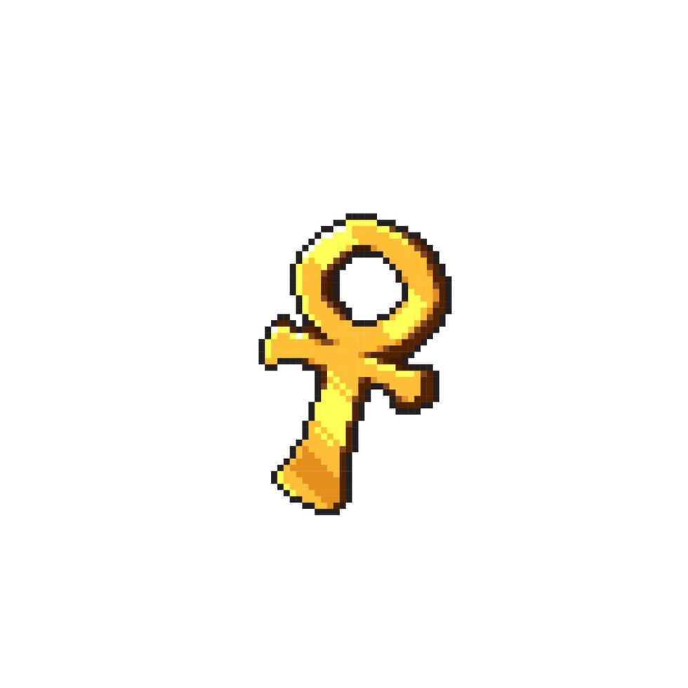 d'or Ankh dans pixel art style vecteur