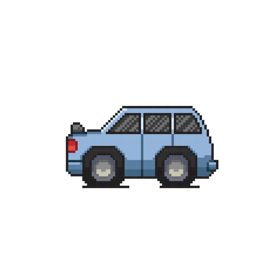 bleu voiture dans pixel art style vecteur