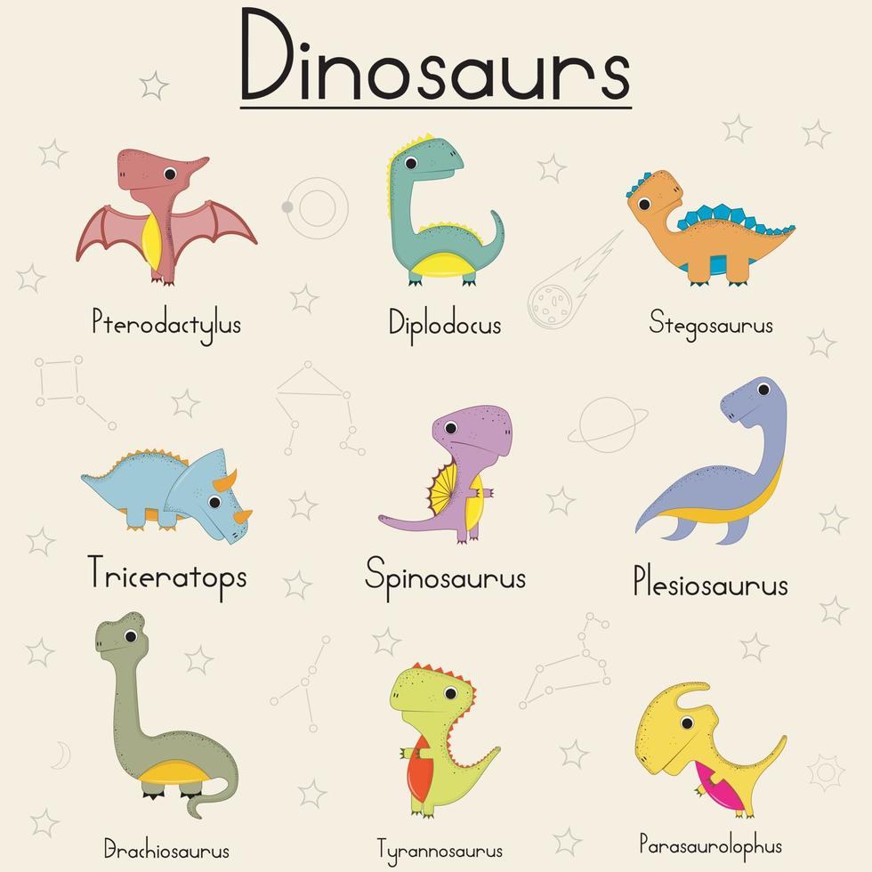 les types de dinosaures vecteur