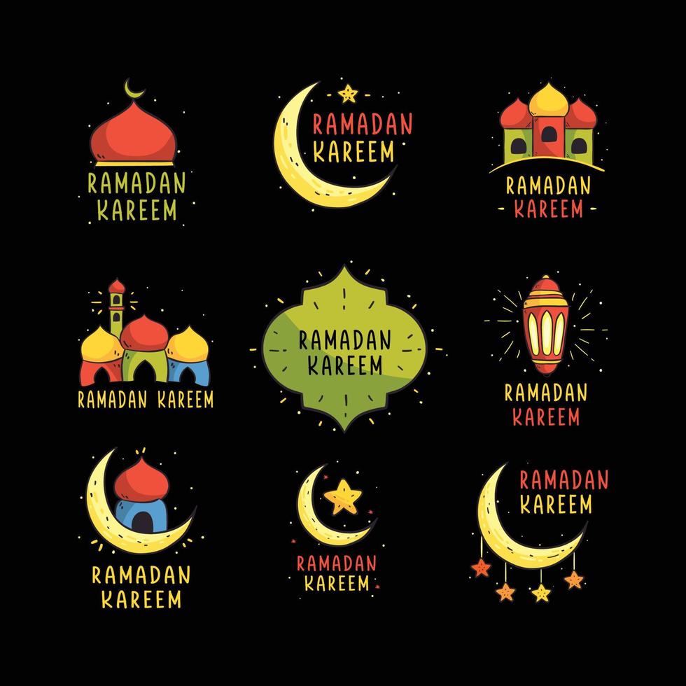 ensemble de Ramadan Étiquettes. vecteur illustration pour carte, autocollant, affiche, etc