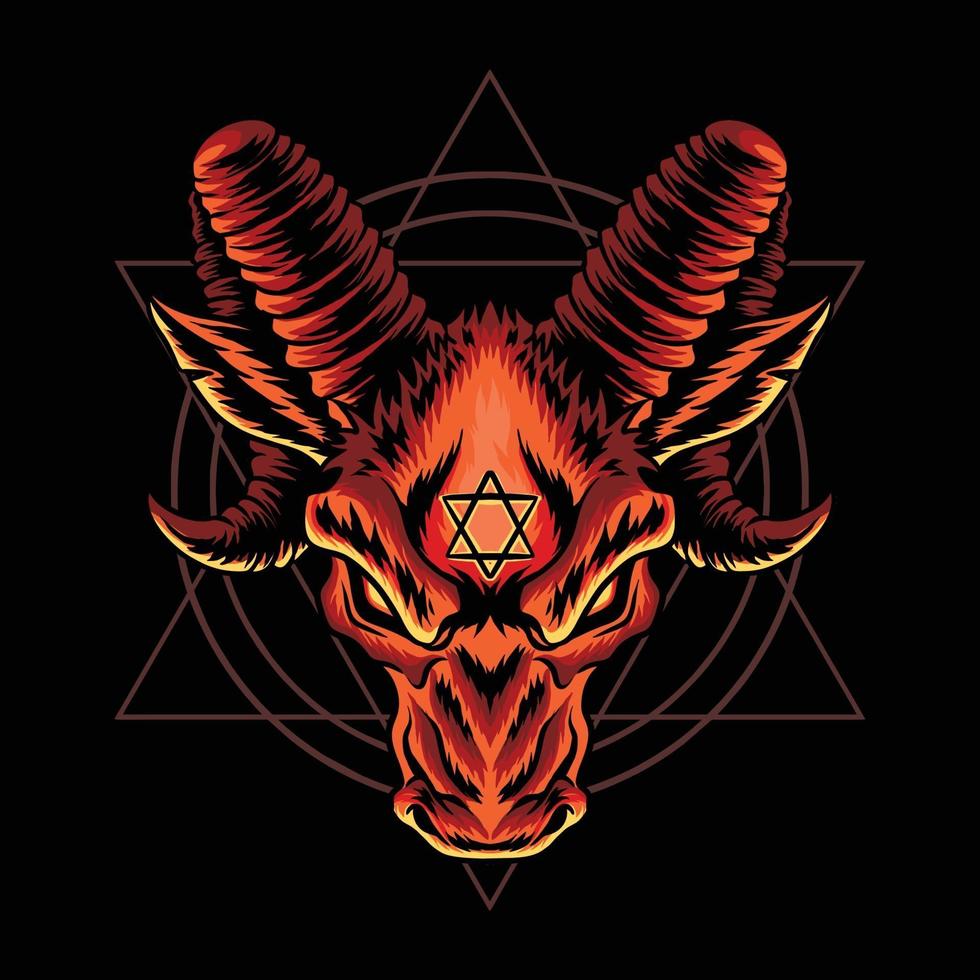 tête de chèvre du diable pour le logo du groupe de rock métal illustrations vectorielles vecteur