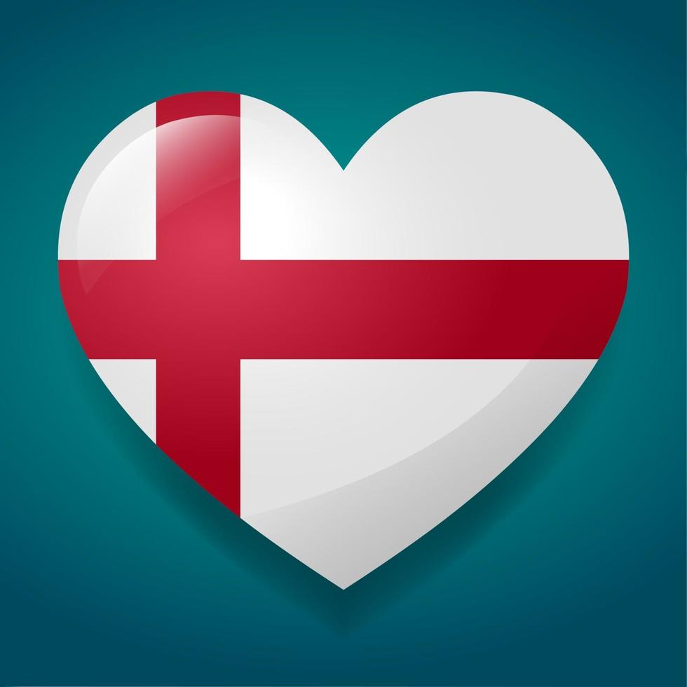 coeur avec illustration de symbole du drapeau angleterre vecteur