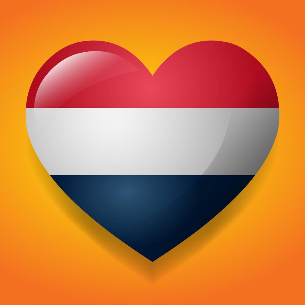 coeur avec illustration de symbole du drapeau des pays-bas vecteur